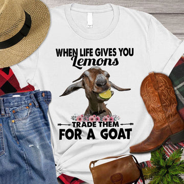 Farm T Shirt, When Life Gives You Lemons Trade Them For A Goat T Shirt, Farm Shirts, Funny Farm Shirts