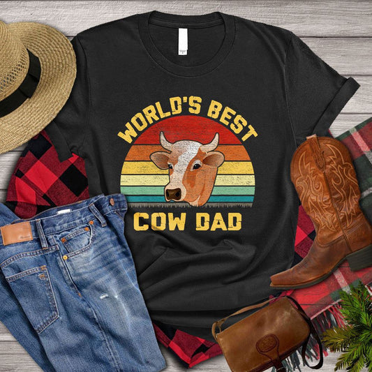 Farm T Shirt, World's Best Cow Dad T Shirt, Farm Shirts, Funny Farm Shirts