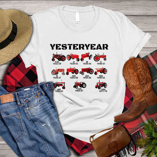Farm T Shirt, Yesteryear With Many Tractors T Shirt, Farm Shirts, Funny Farm Shirts