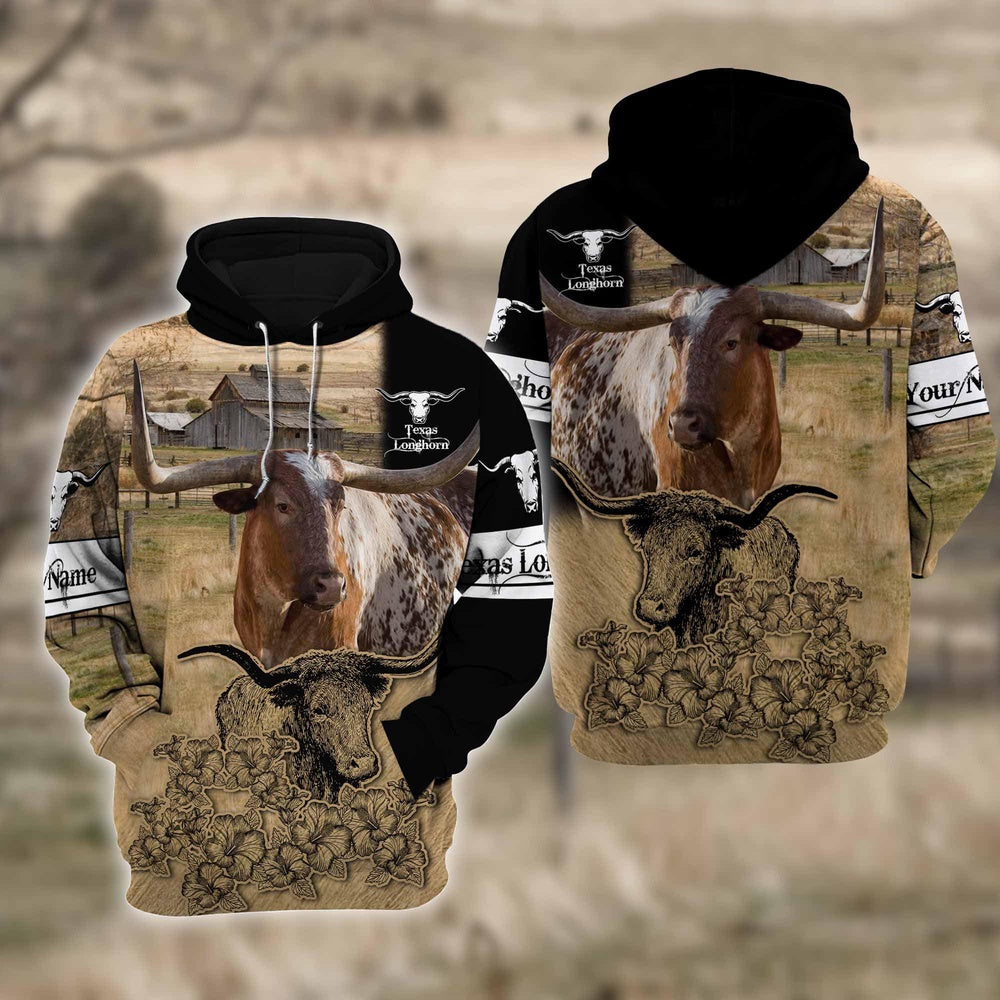 Farm Texas Longhorn Cattle Hoodie TT1, Farmer Hoodie, Farm Themed Shirts, Farm Tee Shirts