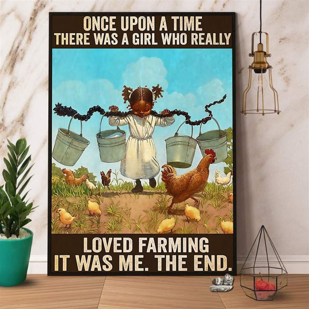 Farmer A Girl Who Really Loved Farming Black Girl Famer Chicken Canvas, Farm Canvas, Farm Art Decor