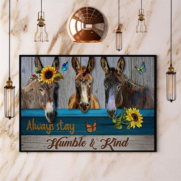 Farmer Always Stay Humble And Kind Donkey Canvas, Farm Canvas, Farm Gift, Farm Home Decor