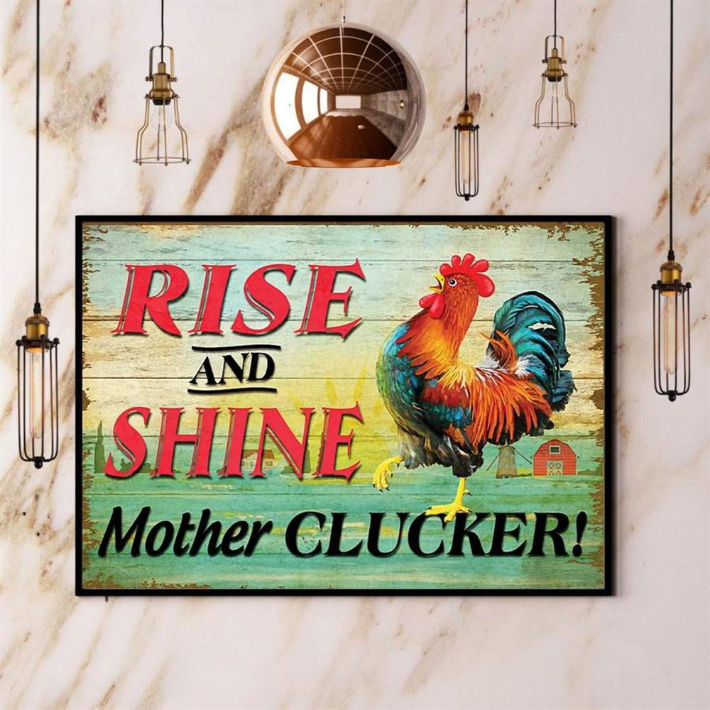 Farmer Chicken Rise And Shine Mother Clucker Canvas, Farm Canvas, Farm Gift, Farm Home Decor
