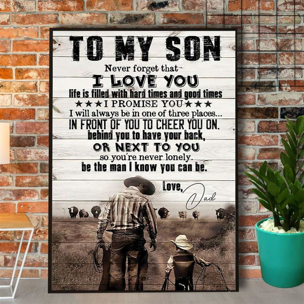 Farmer Cow Dad To My Son Never Forget That I Love You Canvas, Farm Canvas, Farm Art Decor