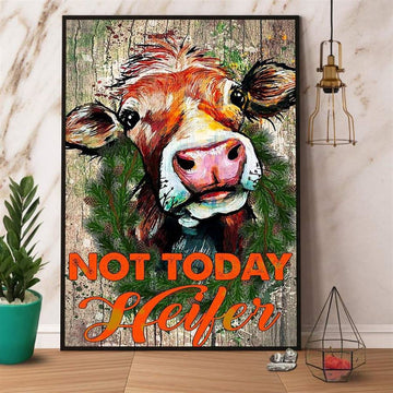Farmer Cow Not Today Heifer Canvas, Farm Canvas, Farm Art Decor