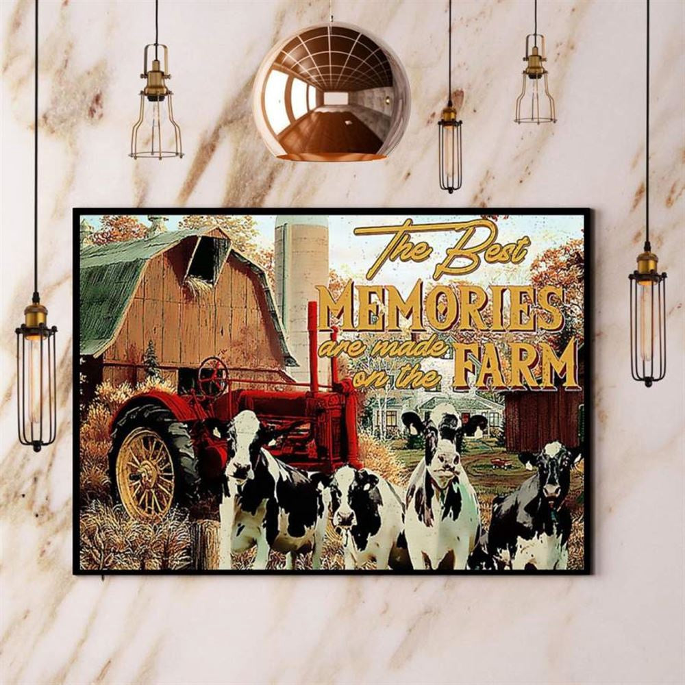 Farmer Cow The Best Memories Are Made On The Farm Canvas, Farm Canvas, Farm Gift, Farm Home Decor
