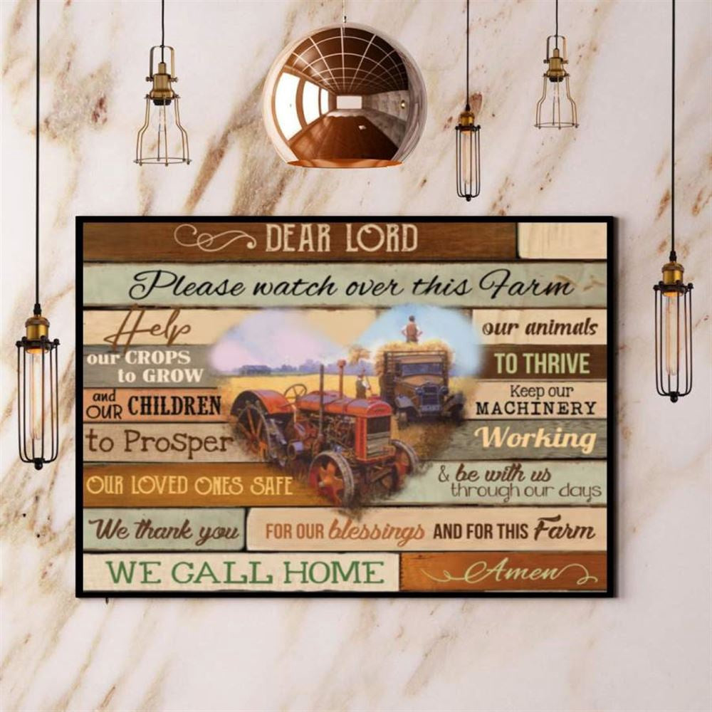 Farmer Dear Lord Please Watch Over This Farm Canvas, Farm Canvas, Farm Gift, Farm Home Decor