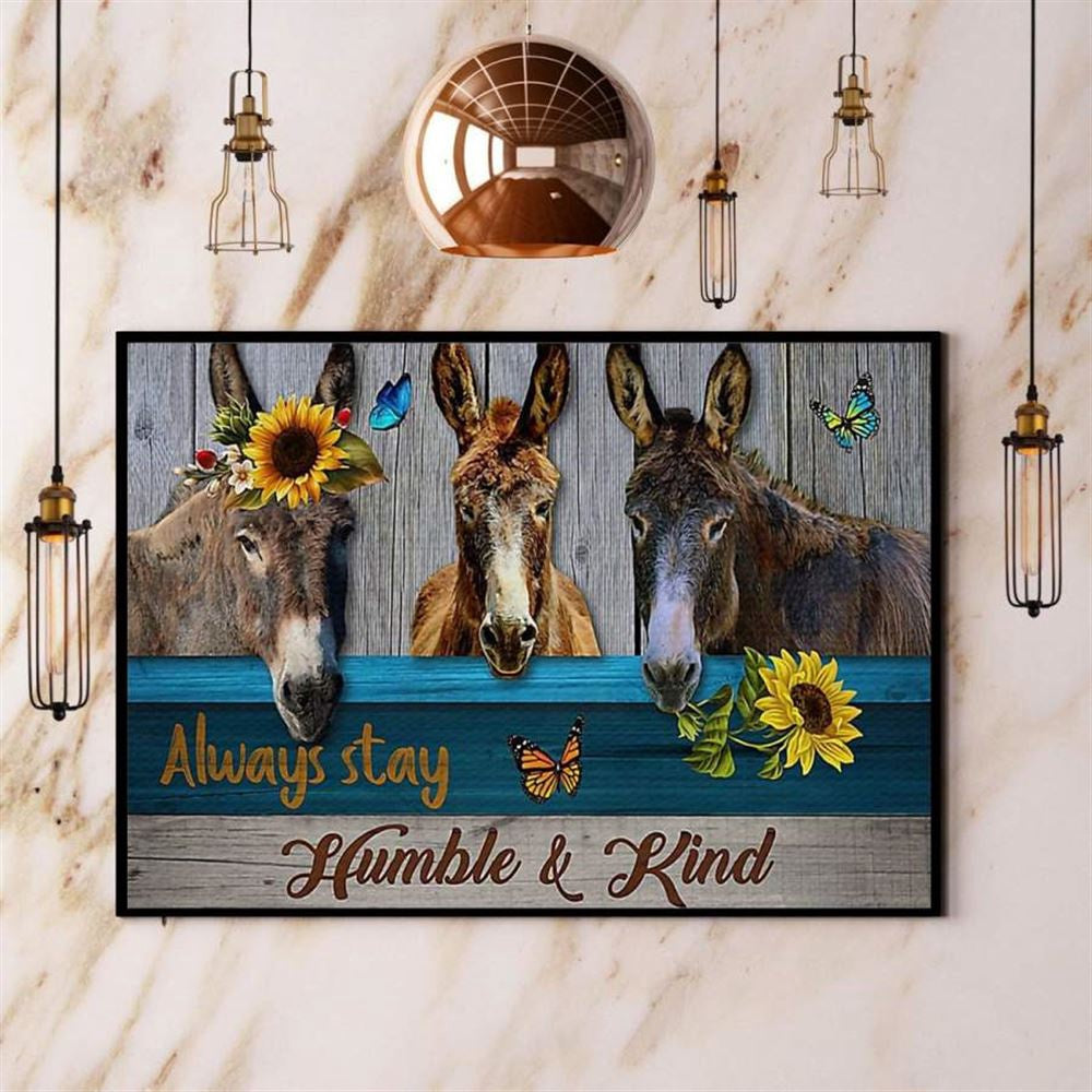 Farmer Donkey Always Stay Humble And Kind Canvasb, Farm Canvas, Farm Gift, Farm Home Decor