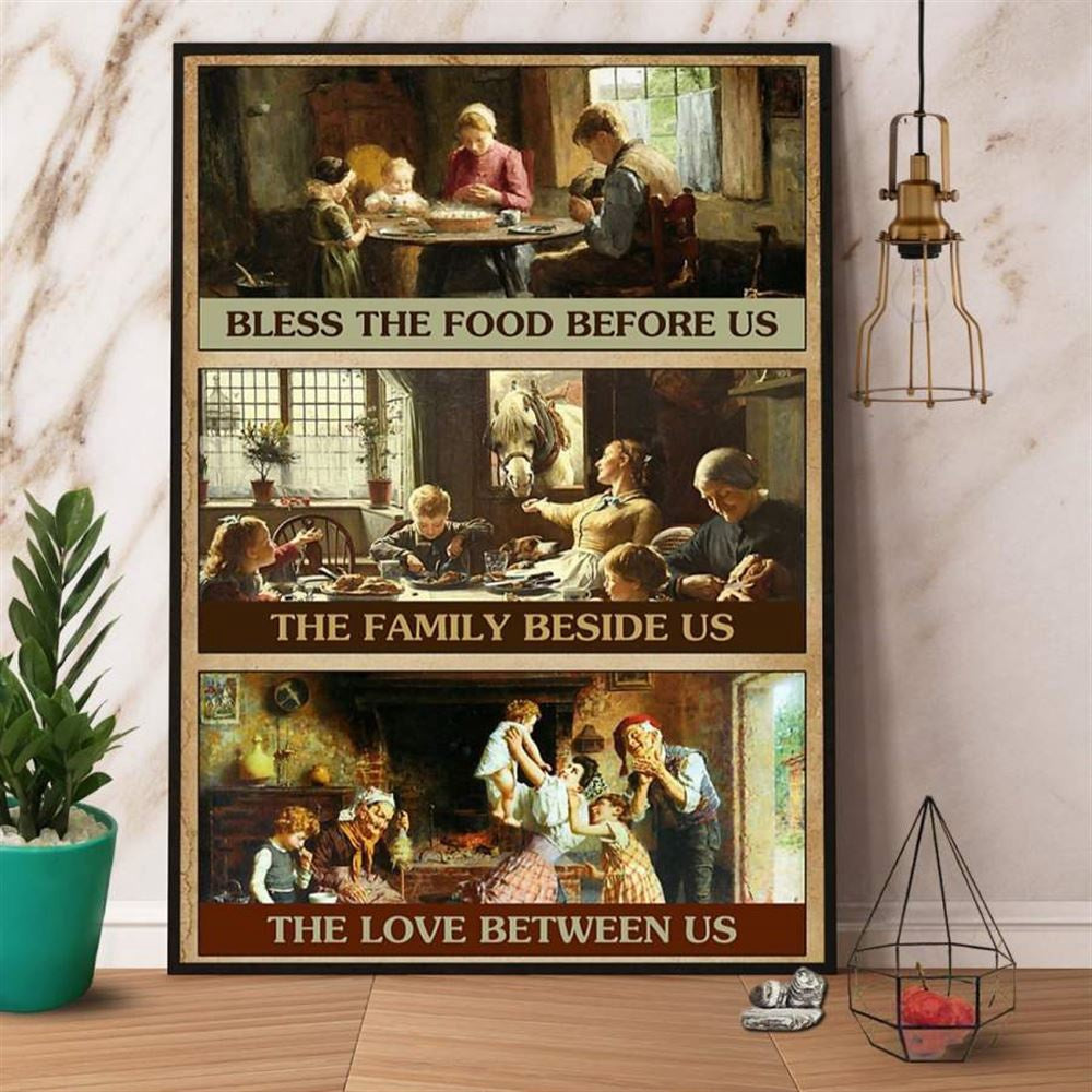 Farmer Family Bless The Food Before Us Love My Family Canvas, Farm Canvas, Farm Art Decor
