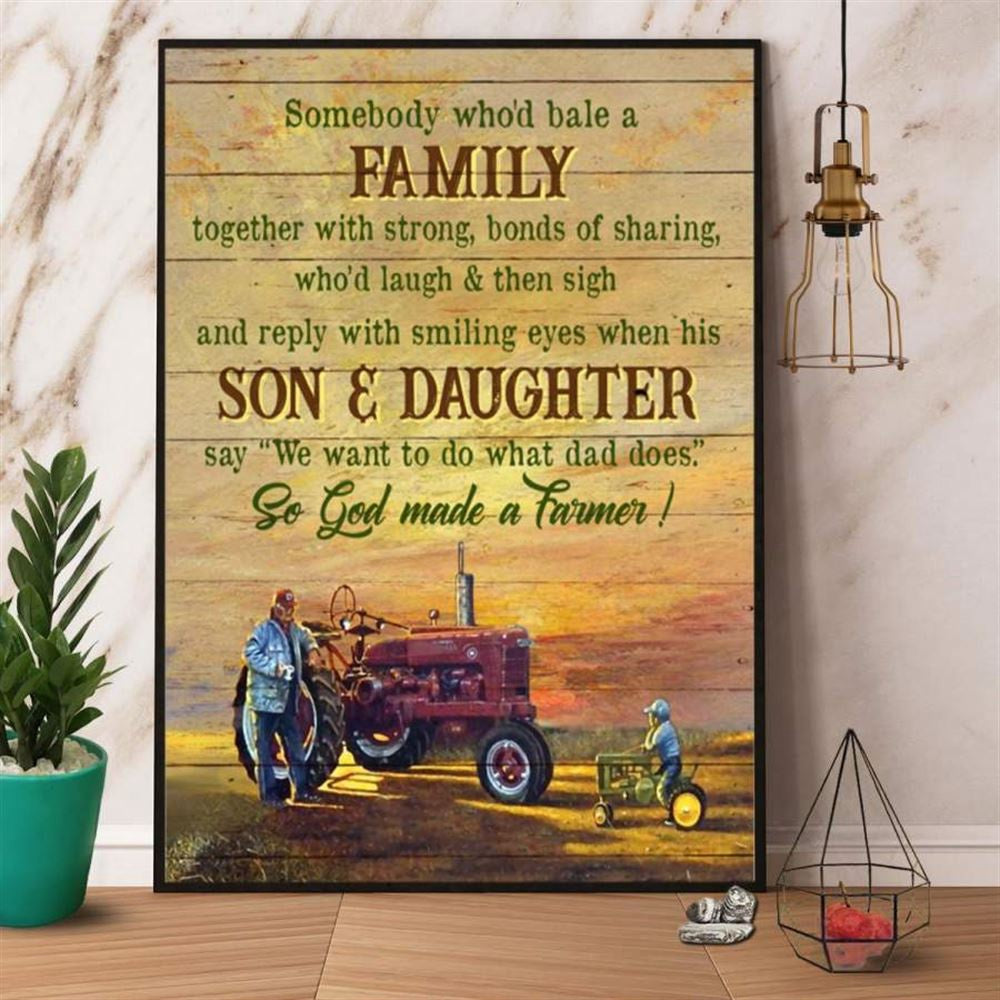 Farmer Family Together God Made A Farmer Dad And Son Sunset Field Canvas, Farm Canvas, Farm Art Decor