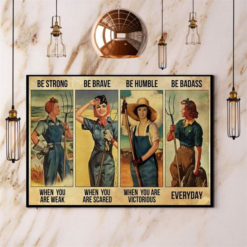 Farmer Girl Be Strong Brave Humble Badass Farming Girl Canvas, Farm Canvas, Farm Gift, Farm Home Decor