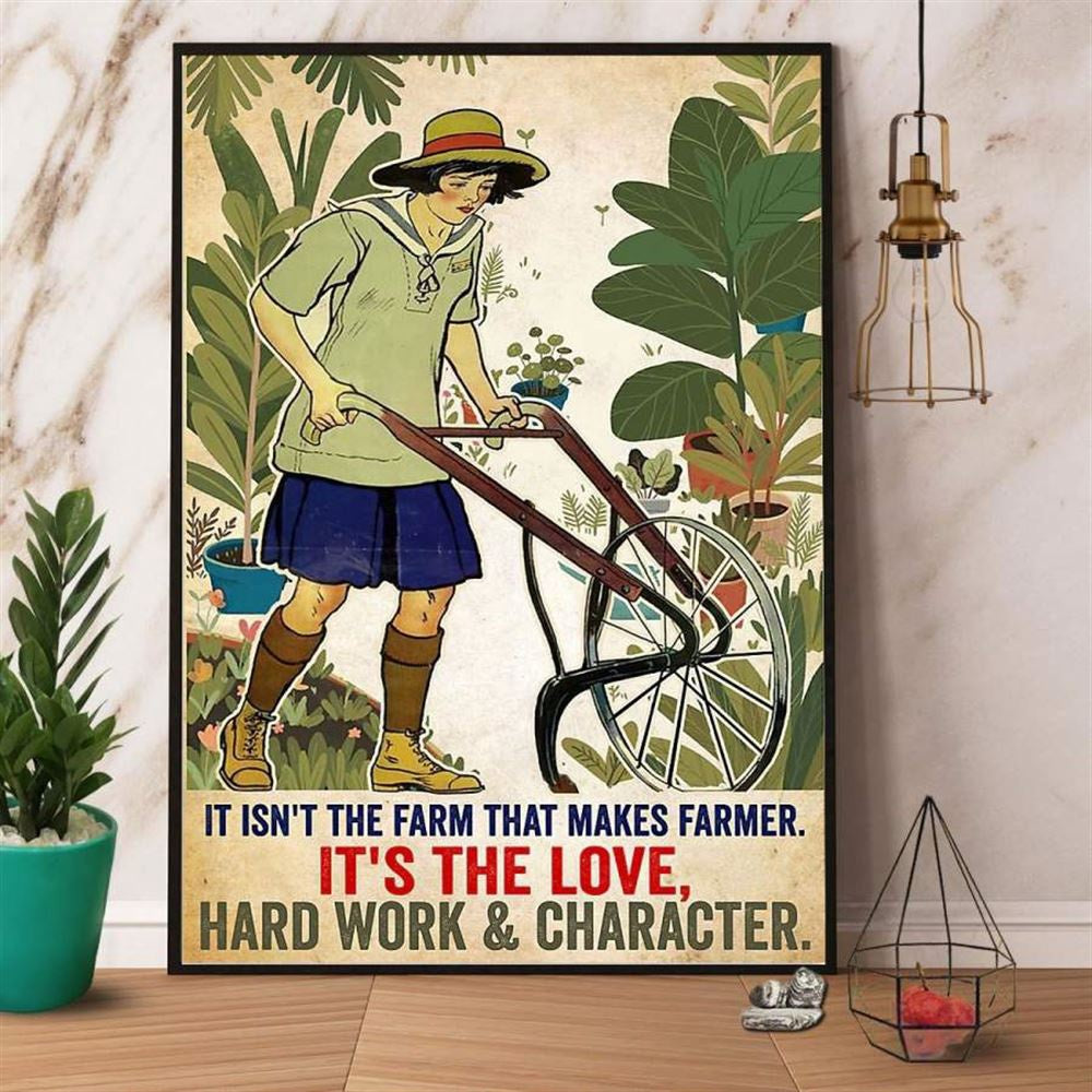 Farmer It Isn't The Farm That Makes Farmer It's The Love Hard Work And Character Canvas, Farm Canvas, Farm Art Decor