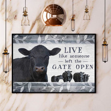 Farmer Live Like Someone Left The Gate Open Black Cow Canvas, Farm Canvas, Farm Gift, Farm Home Decor