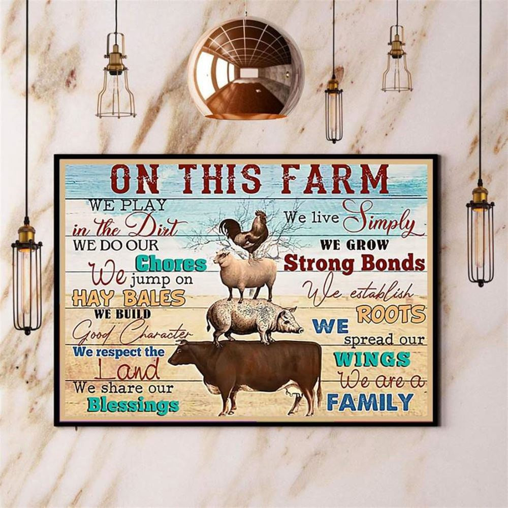 Farmer On This Farm We Are A Family Canvas, Farm Canvas, Farm Gift, Farm Home Decor