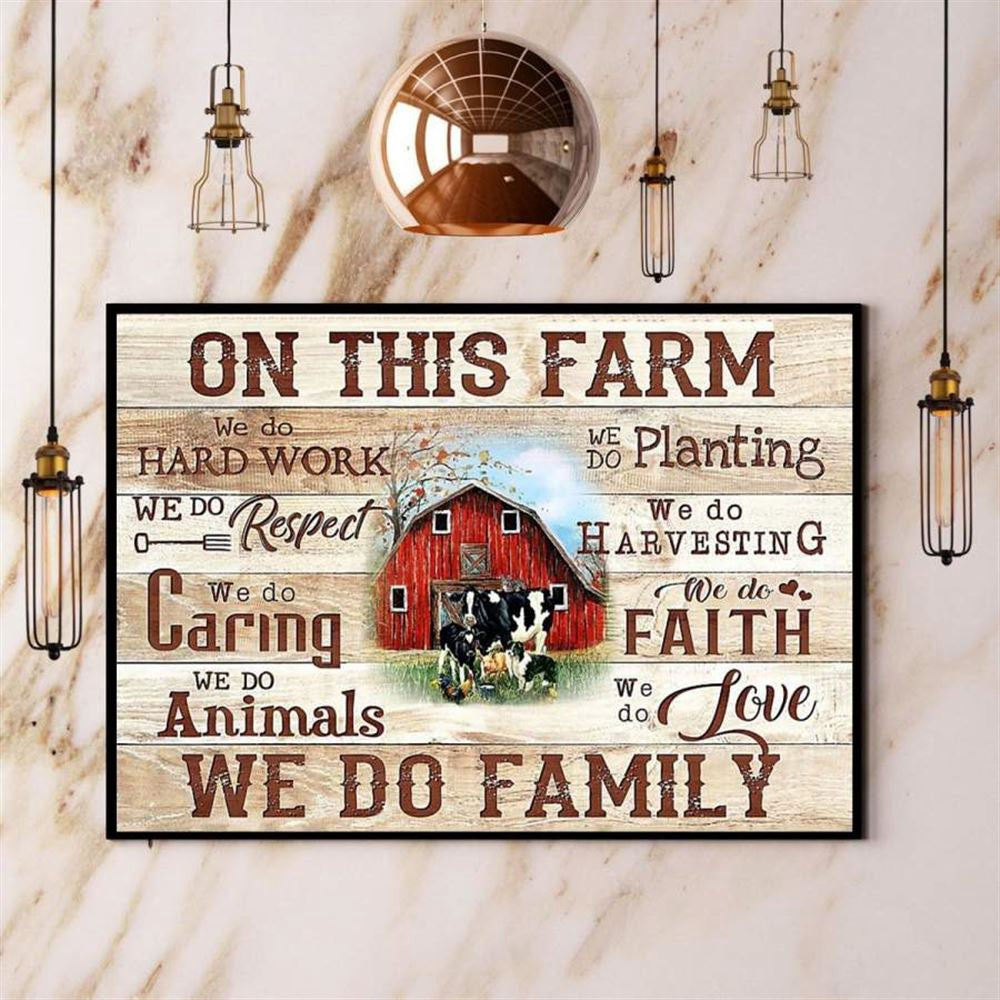 Farmer On This Farm We Do Family Cow Canvas, Farm Canvas, Farm Gift, Farm Home Decor