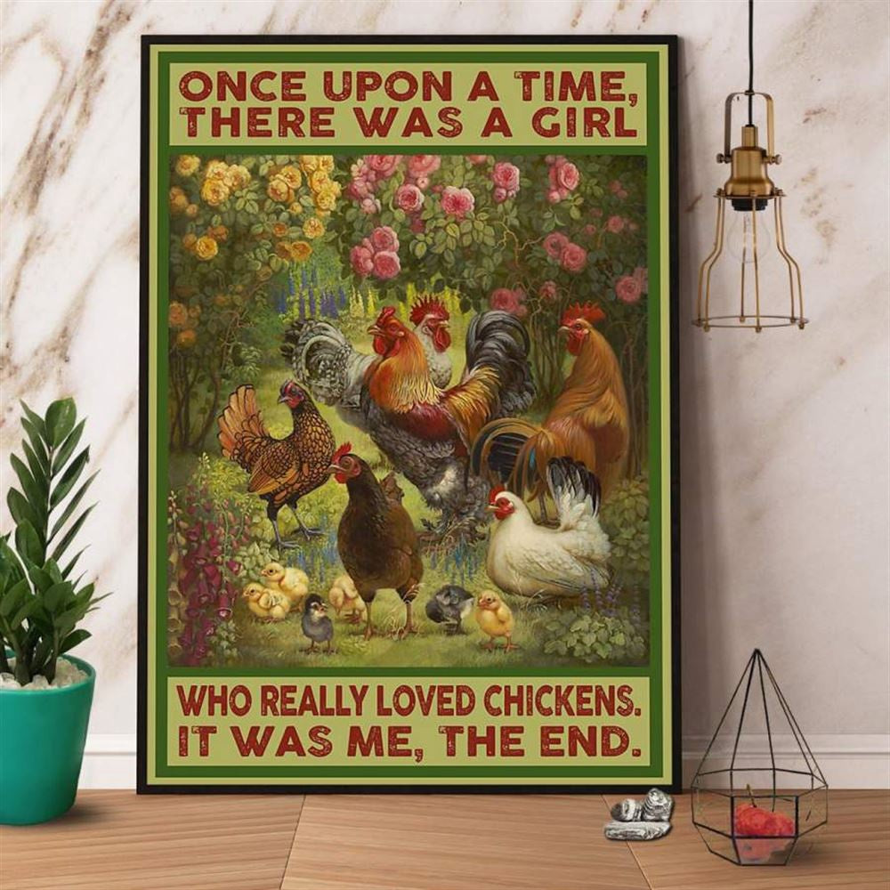 Farmer Once Upon A Time A Girl Who Really Loved Chickens Canvas, Farm Canvas, Farm Art Decor