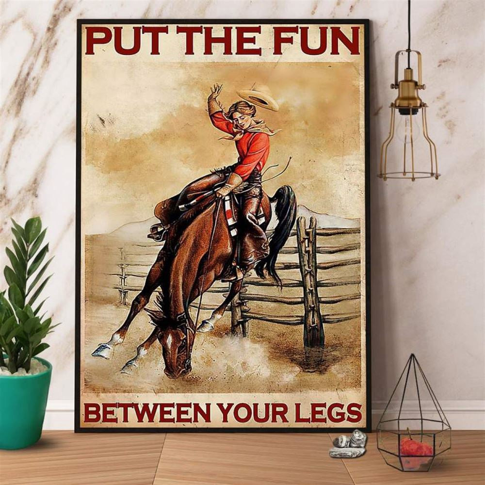 Farmer Put The Fun Between Your Legs Girl &Amp Horse Canvas, Farm Canvas, Farm Art Decor