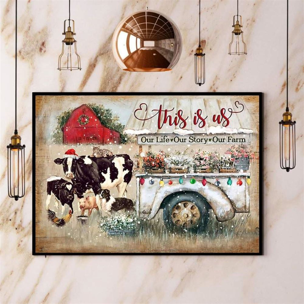 Farmer This Is Us Our Life Our Story Our Farm Christmas Light Winter Flowers Canvas, Farm Canvas, Farm Gift, Farm Home Decor