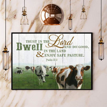 Farmer Trust In The Lord And Do Good In The Land Cow Canvas, Farm Canvas, Farm Gift, Farm Home Decor