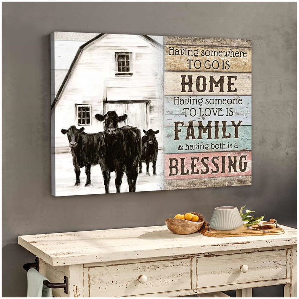Farmhouse Angus Cows Canvas Having Both Is A Blessing Canvas, Farmhouse Canvas, Farm Gift, Farm Home Decor