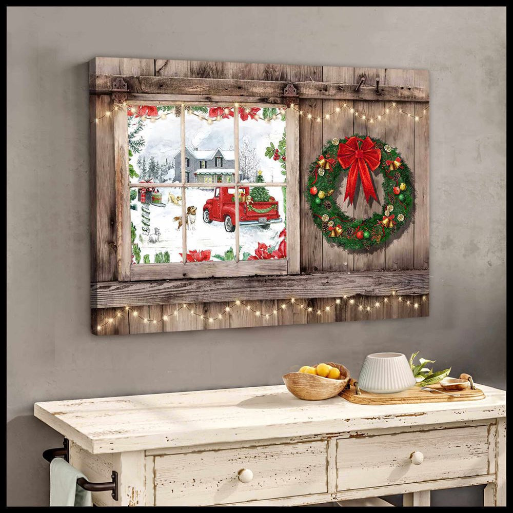 Farmhouse Canvas Christmas Window Canvas, Farmhouse Canvas, Farm Gift, Farm Home Decor