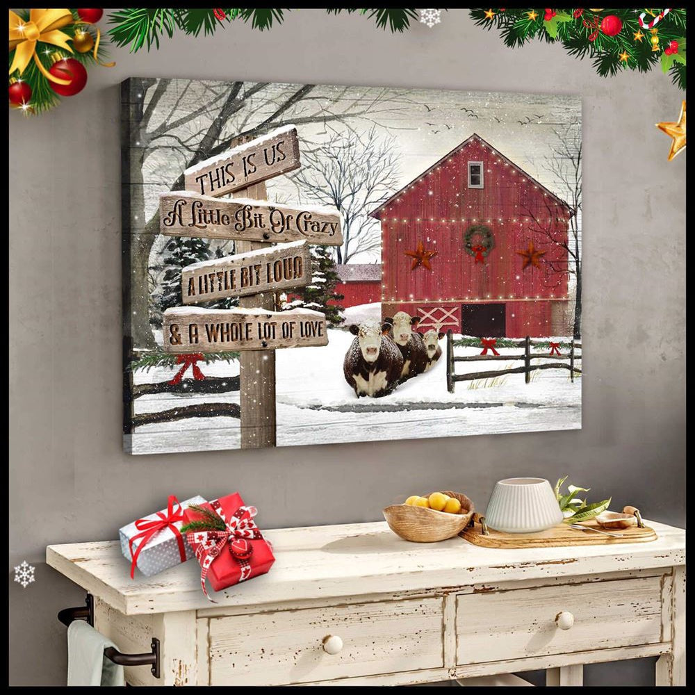 Farmhouse Hereford Cows Christmas This Is Us Canvas, Farmhouse Canvas, Farm Gift, Farm Home Decor