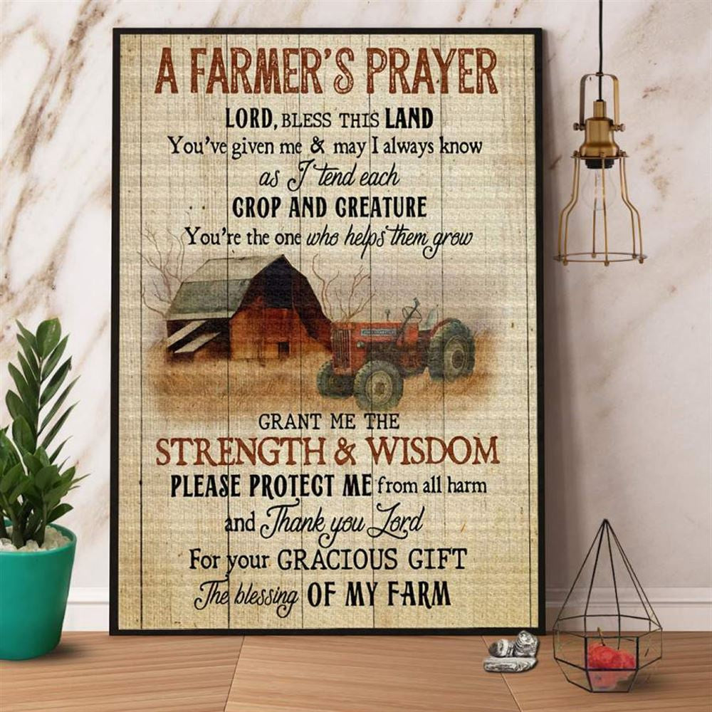 Farming A Farmer's Prayer Bless This Land Canvas, Farm Canvas, Farm Art Decor