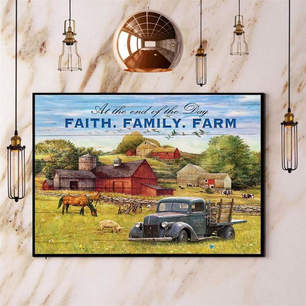 Farming At The End The Day Faith Family Farm Canvas, Farm Canvas, Farm Gift, Farm Home Decor