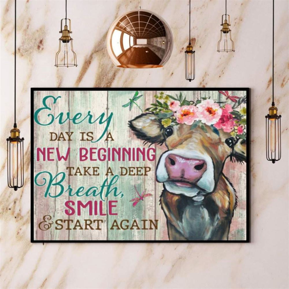 Farming Cow Everyday Is A New Beginning Farmer Canvas, Farm Canvas, Farm Gift, Farm Home Decor