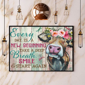 Farming Cow Everyday Is A New Beginning Farmer Canvas, Farm Canvas, Farm Gift, Farm Home Decor