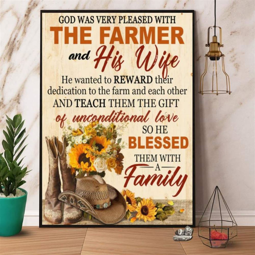 Farming God Was Very Pleased With The Farmer And His Wife Canvas, Farm Canvas, Farm Art Decor