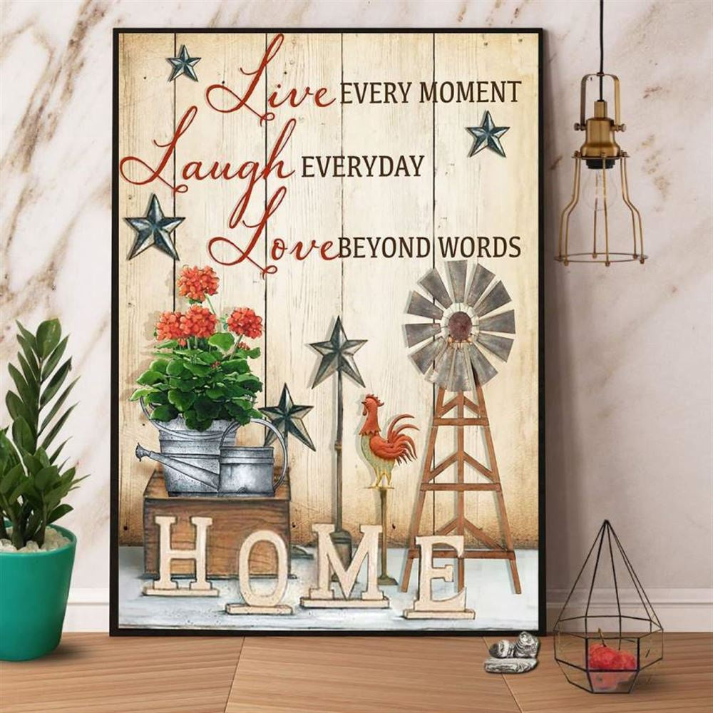 Farming Live Every Moment Laugh Everyday Love Beyond Words Canvas, Farm Canvas, Farm Art Decor