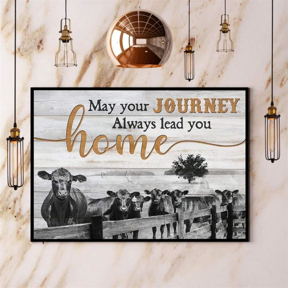 Farming May Your Journey Always Lead You Home Cows Canvas, Farm Canvas, Farm Gift, Farm Home Decor