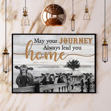 Farming May Your Journey Always Lead You Home Cows Canvas, Farm Canvas, Farm Gift, Farm Home Decor
