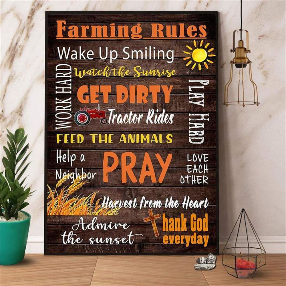 Farming Rules Tractor Rides Thank God Everyday Canvas, Farm Canvas, Fa ...