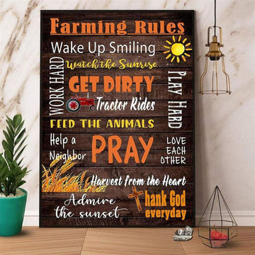 Farming Rules Tractor Rides Thank God Everyday Canvas, Farm Canvas, Farm Art Decor