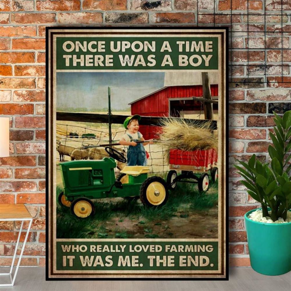 Farming There Was A Boy Who Really Loved Farming Boy Farm Vintage Canvas, Farm Canvas, Farm Art Decor