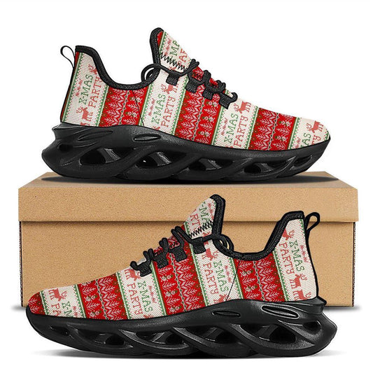 Festive Christmas Knitted Print Pattern Black Max Soul Shoes, Christmas Sneakers, Christmas Shoes, Christmas Clunky Sneaker