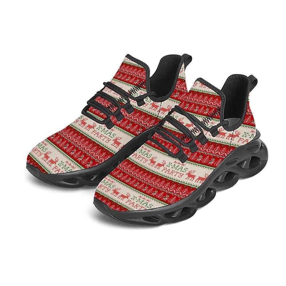 Festive Christmas Knitted Print Pattern Black Max Soul Shoes, Christmas Sneakers, Christmas Shoes, Christmas Clunky Sneaker