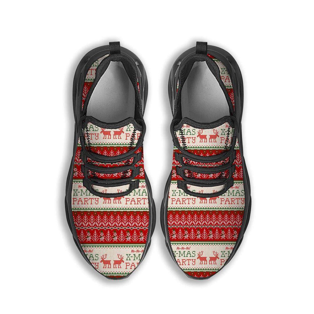 Festive Christmas Knitted Print Pattern Black Max Soul Shoes, Christmas Sneakers, Christmas Shoes, Christmas Clunky Sneaker