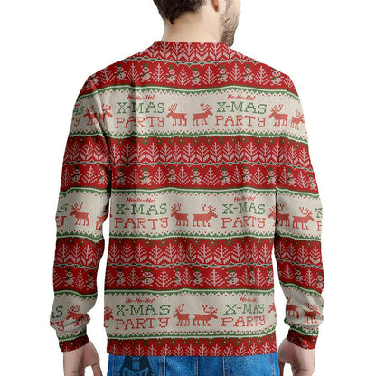 Festive Christmas Knitted Print Pattern Sweatshirt, Mens Christmas Sweatshirts, Ugly Xmas Sweatshirt