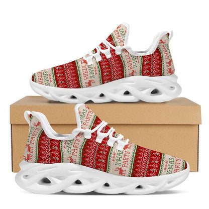 Festive Christmas Knitted Print Pattern White Max Soul Shoes, Christmas Sneakers, Christmas Shoes, Christmas Clunky Sneaker