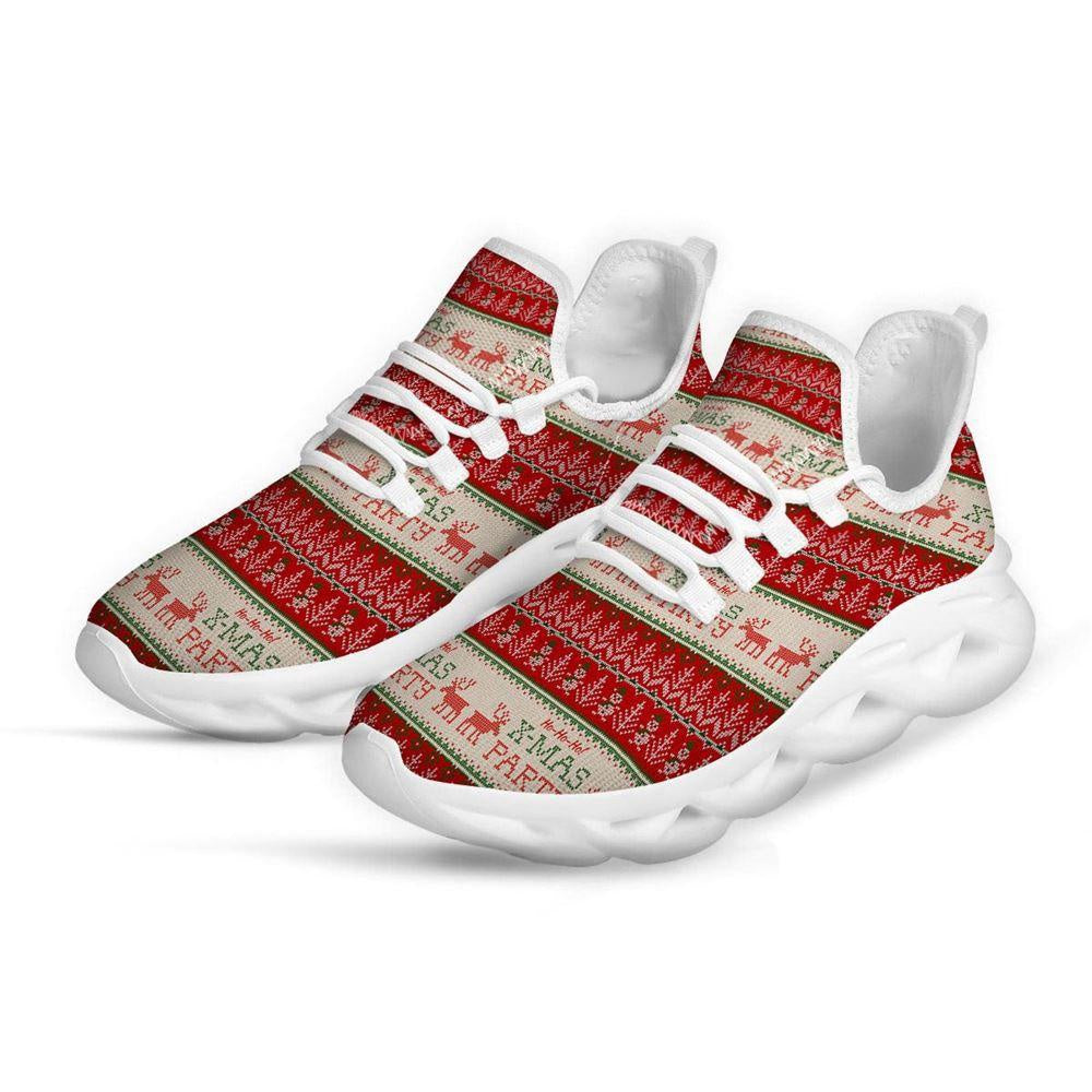 Festive Christmas Knitted Print Pattern White Max Soul Shoes, Christmas Sneakers, Christmas Shoes, Christmas Clunky Sneaker