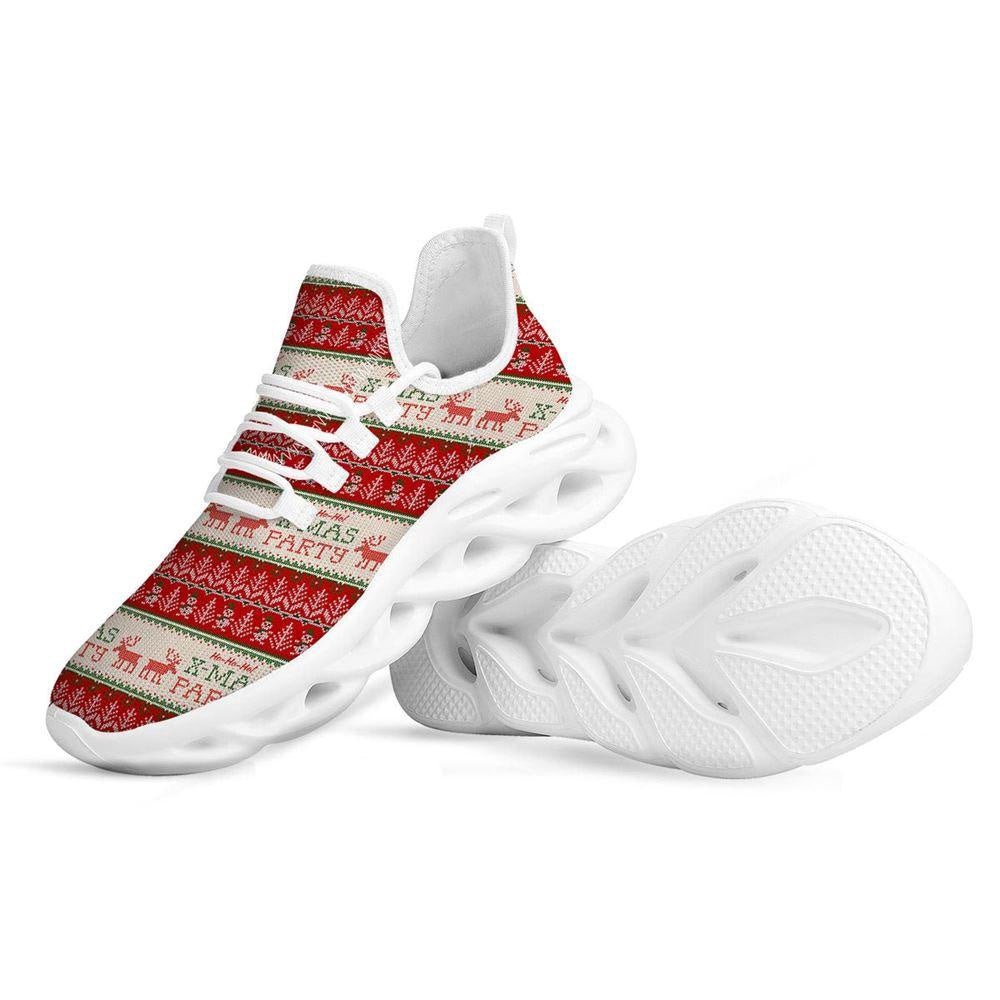 Festive Christmas Knitted Print Pattern White Max Soul Shoes, Christmas Sneakers, Christmas Shoes, Christmas Clunky Sneaker