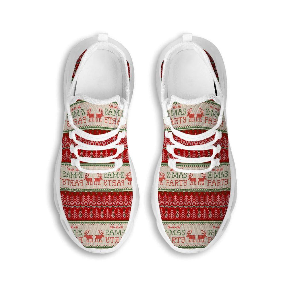 Festive Christmas Knitted Print Pattern White Max Soul Shoes, Christmas Sneakers, Christmas Shoes, Christmas Clunky Sneaker