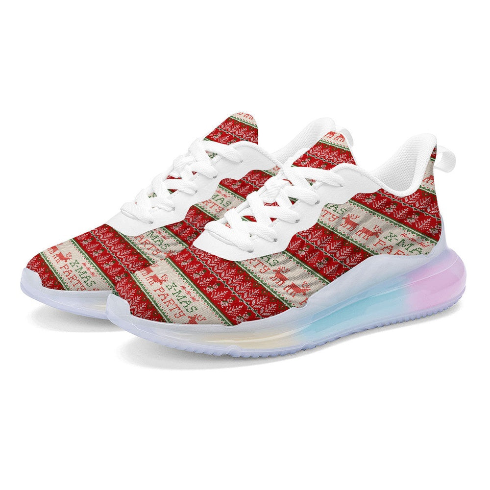 Festive Christmas Knitted Print Pattern Women's Running Sneakers, Christmas Running Shoes, Christmas Sneakers, Women's Christmas Shoes