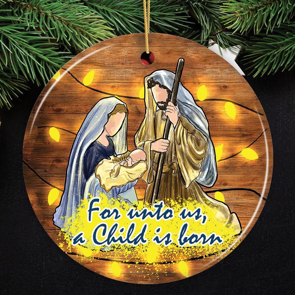 Festive Nativity Ornament with Jesus and Mary Birth of Christ Iconography, Christmas Ornament