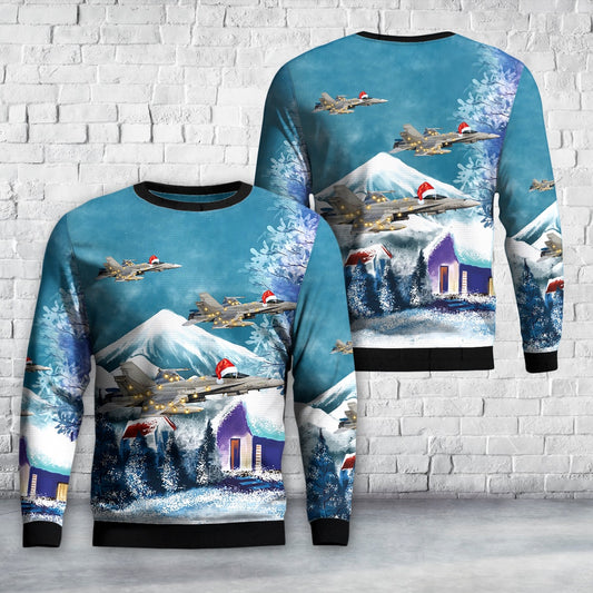 Finnish Air Force Ilmavoimat McDonnell Douglas F-18C Hornet Christmas Sweater, Christmas Ugly Sweater, Sweater Xmas, Ugly Sweater