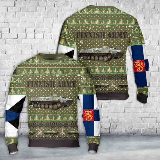 Finnish Army Maavoimat MT-LBV Armoured Personnel Carrier Christmas AOP Sweater, Christmas Ugly Sweater, Sweater Xmas, Ugly Sweater