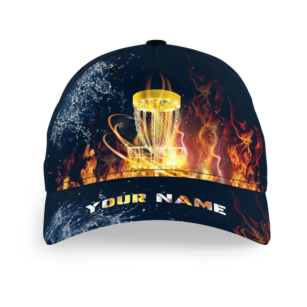 Fire And Water Custom Disc Golf Hats Lightning Baseball Golf Caps For Golfer Disc Golf Gifts, Golf Baseball Cap